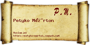 Petyko Márton névjegykártya
